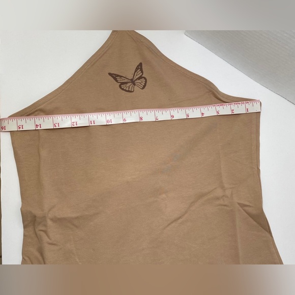 H&M NWT Women’s Halterneck Bodycon Dress Beige/butterfly Size Medium - Picture 3 of 8